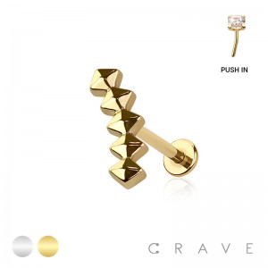 KITE FAN THREADLESS (PUSH IN) 316L SURGICAL STEEL LABRET SET